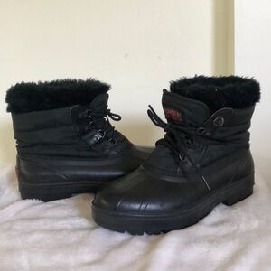 Sorel black rubber duck boots size women’s 9 with faux fur